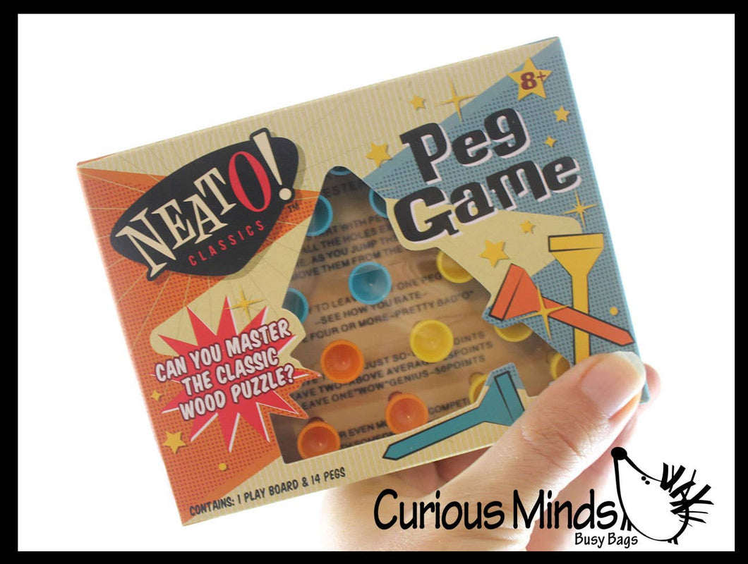 1 Solitaire Peg Game - Retro Wooden Classic Game - Peg Puzzl