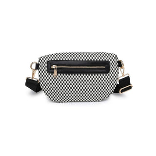 Gizelle - Small Checker Belt Bag: Black White