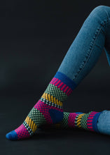 Load image into Gallery viewer, Blue, Pink &amp; Green Pattern Socks
