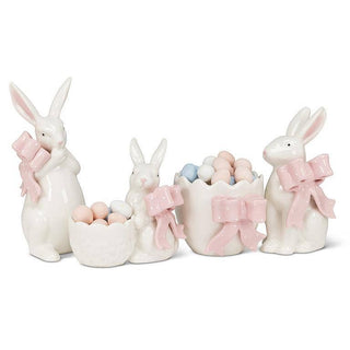 Standing Bunny with Pink Bow - 6.5"H - Olita Gifts & Goods