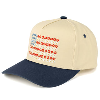 C.C Daisy Flower Pattern USA Flag Trucker Cap: Light Denim - Olita Gifts & Goods