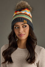Load image into Gallery viewer, Charcoal Colorful Patterned Pom Hat
