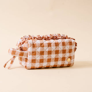Quilted Cosmetic Pouch-Maple Gingham - Olita Gifts & Goods