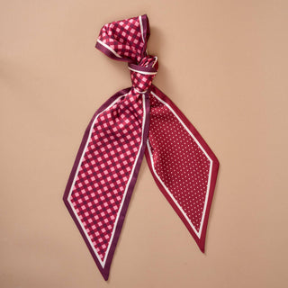 Twirl & Tie Scarf Accessory-Gingham Burgundy - Olita Gifts & Goods