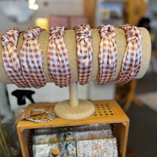 Maple Gingham Twist Headband