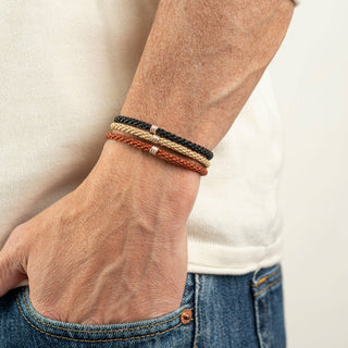 Men's Braided Bracelet | Rope Bracelet | Silver Bracelet | : Black - Olita Gifts & Goods