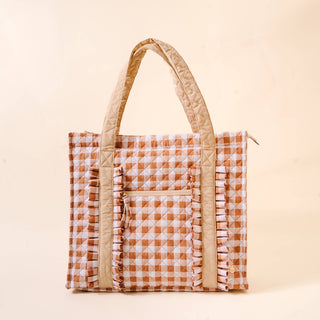 The Everyday Quilted Tote Bag-Maple Gingham - Olita Gifts & Goods