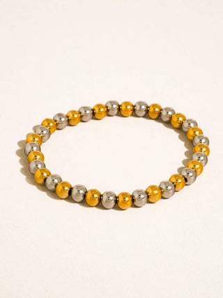 Perlisse 18K Gold Non-Tarnish Two Tone Beaded Bracelet: Multi-Colored / Perlisse-S