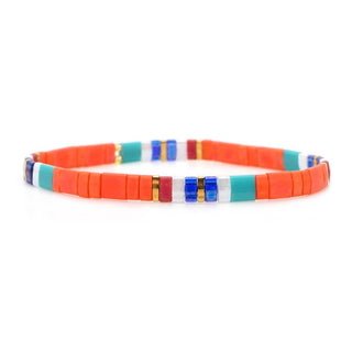 Boho Glass & Hematite Beaded TILA Beads Stretch Bracelet -BJ: MIO0091F - Olita Gifts & Goods