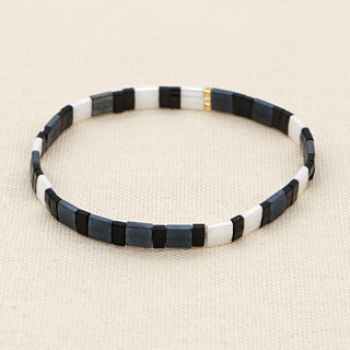 Boho Glass & Hematite Beaded TILA Beads Stretch Bracelet -BJ: MIO0091F - Olita Gifts & Goods