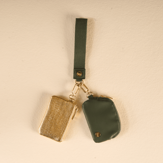 Dynamic Duo Pouch Luxe Wristlet-Evergreen Gold - Olita Gifts & Goods
