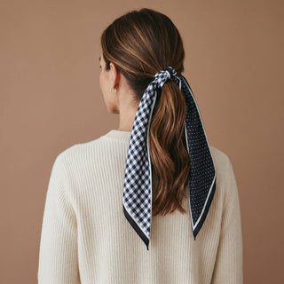 Twilly Scarf-Gingham Black - Olita Gifts & Goods