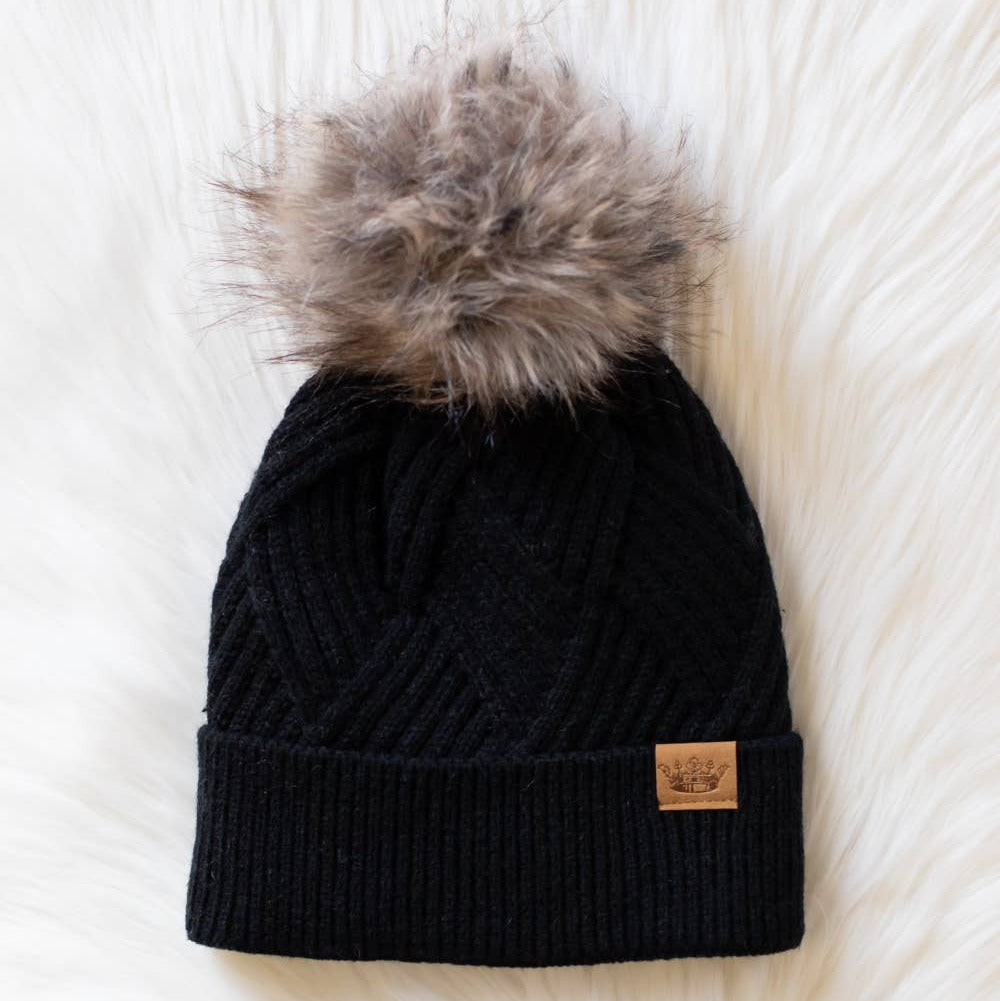 Black Knit Pom Hat