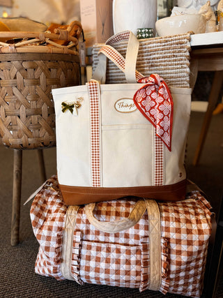 Maple Gingham Canvas Tote Bag
