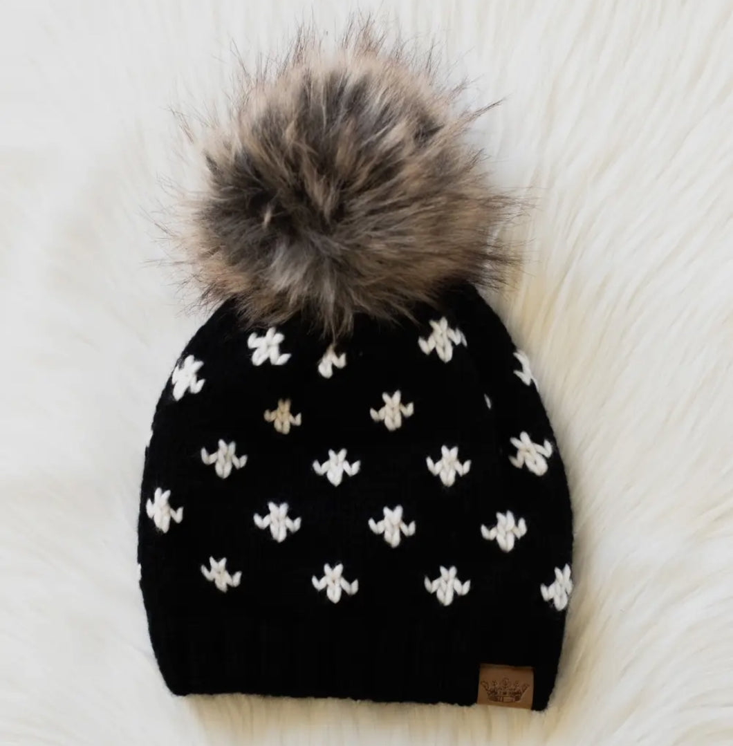 Black white design Pom Hat