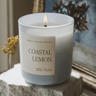 Coastal Lemon Soy Candle - Blue Matte Jar - 15 oz - Olita Gifts & Goods