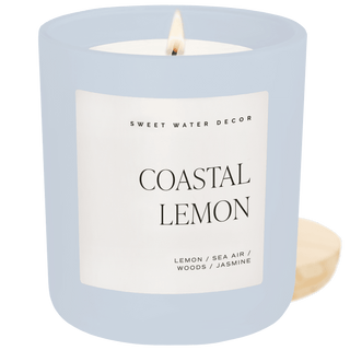 Coastal Lemon Soy Candle - Blue Matte Jar - 15 oz - Olita Gifts & Goods
