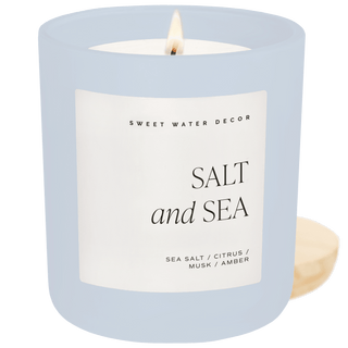 Salt and Sea Soy Candle - Blue Matte Jar - 15 oz - Olita Gifts & Goods
