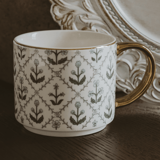 Floral Quilt 14 oz Coffee Mug - Olita Gifts & Goods