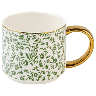 Green Ditsy Floral 14 oz Coffee Mug - Olita Gifts & Goods