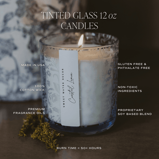Salt and Sea Soy Candle - Blue Tinted Glass Jar - 12 oz - Olita Gifts & Goods