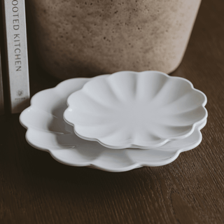 White Scalloped Serving Tray Set - Olita Gifts & Goods