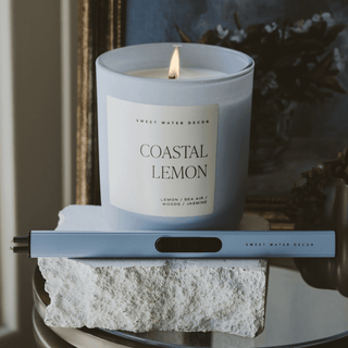 Coastal Lemon Soy Candle - Blue Matte Jar - 15 oz - Olita Gifts & Goods