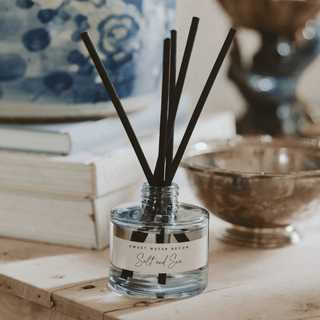 Salt and Sea Blue Tinted Glass Jar Reed Diffuser - Olita Gifts & Goods