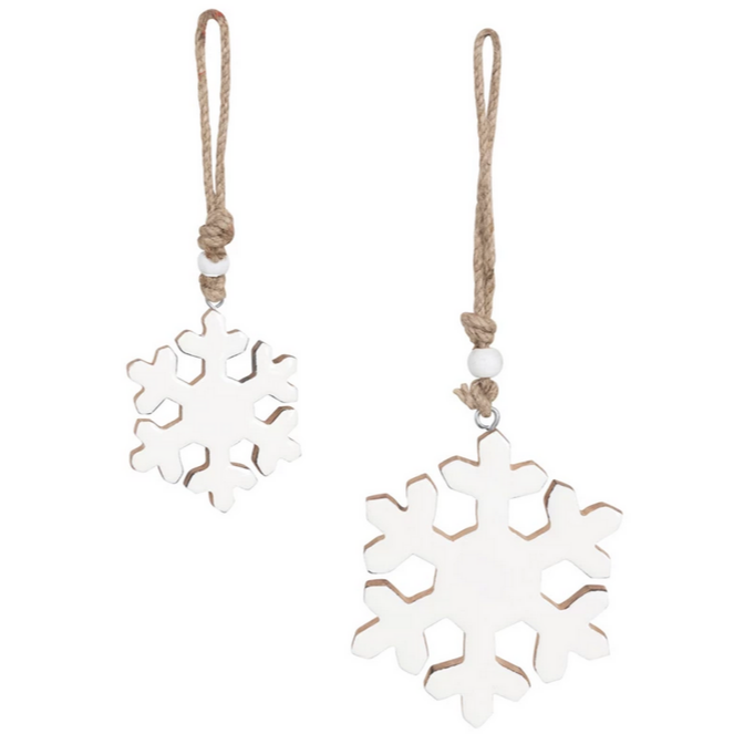 Enameled Wood Snowflakes