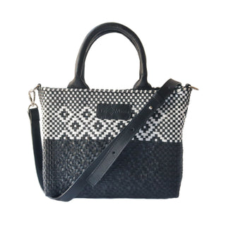 Small Woven Crossbody - Black Leather - Olita Gifts & Goods