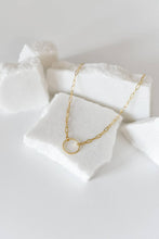Load image into Gallery viewer, Rhodes paperclip necklace | circle charm |18k gold plated
