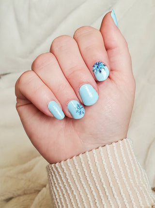 Frosted Flurry | Winter Blue Snowflake Nail Art Nail Wrap - Olita Gifts & Goods