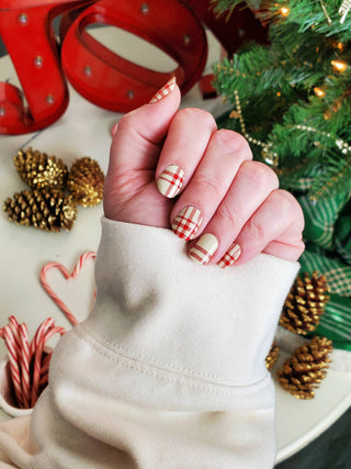 Plaid Tidings | Red Flannel Stripe Winter Holiday Nail Wrap - Olita Gifts & Goods