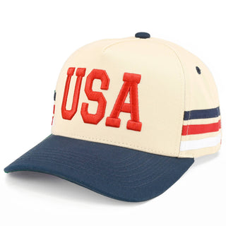 C.C 3 Lines Flag Letter on Two Tone Trucker Hat: Navy - Olita Gifts & Goods