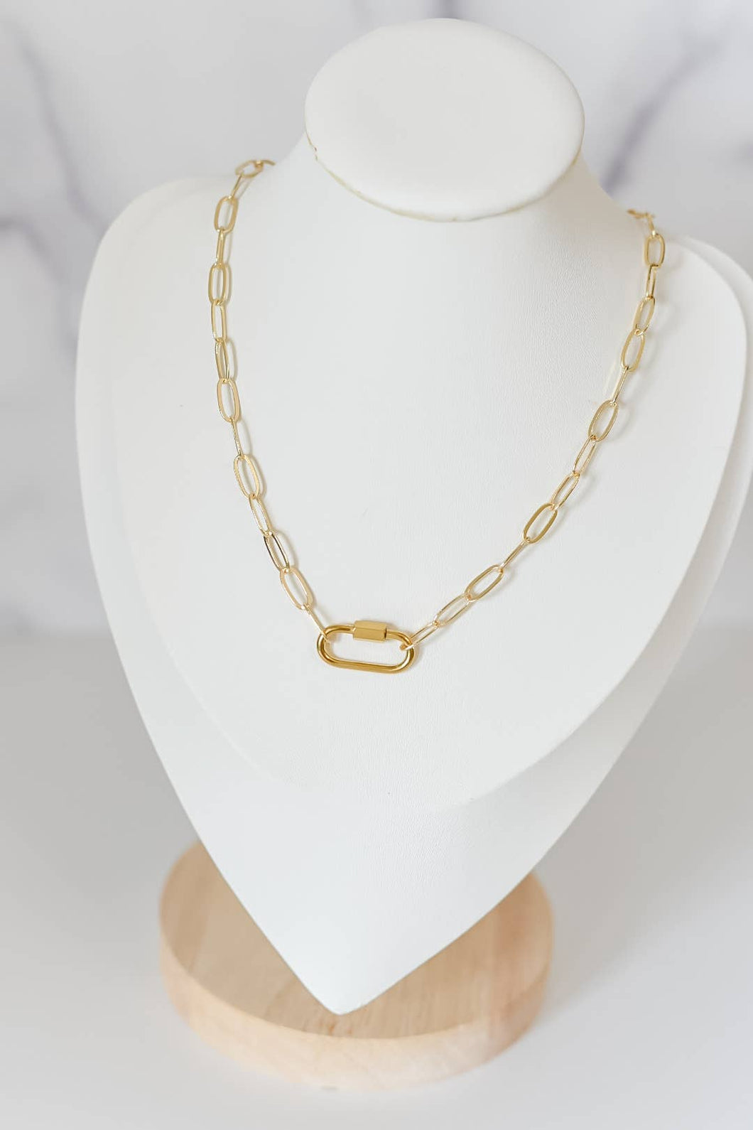 Leah Necklace with carabiner | 18k gold plated