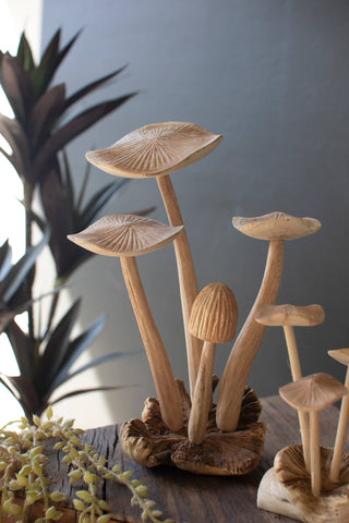 HAND-CARVED TEAK WOOD MUSHROOM CLUSTERS - Olita Gifts & Goods