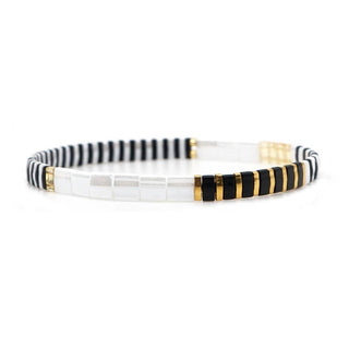 Boho Glass & Hematite Beaded TILA Beads Stretch Bracelet -BJ: MIO0032B - Olita Gifts & Goods