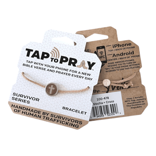 Tap To Pray® Survivor Series Bracelet: Mocha + Cross - Olita Gifts & Goods
