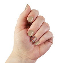Load image into Gallery viewer, London Holiday | Beige with Plaid Accent Winter Nail Wraps
