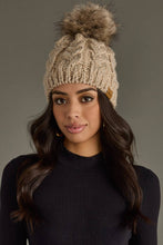 Load image into Gallery viewer, Taupe Cable Knit Pom Hat
