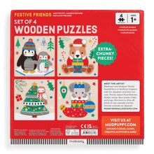 Load image into Gallery viewer, Festive Friends Set of 4 Wood Puzzles
