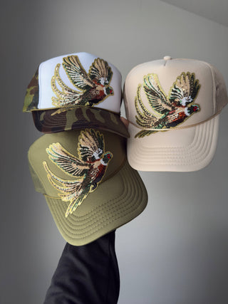 Fly Girl Pheasant Trucker Hats - Olita Gifts & Goods