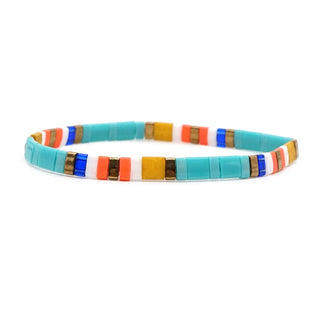 Boho Glass & Hematite Beaded TILA Beads Stretch Bracelet -BJ: MIO0091F - Olita Gifts & Goods