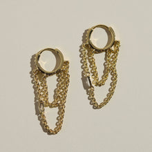 Load image into Gallery viewer, Gold Thea Chain Huggies

