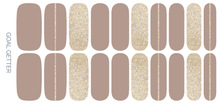 Load image into Gallery viewer, Goal Getter | Taupe &amp; Gold Glitter Neutral Nail Wrap
