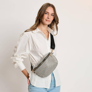 Gizelle - Small Checker Belt Bag: Black White