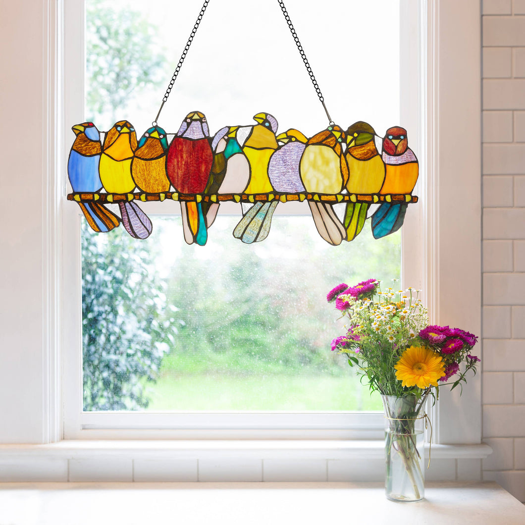 Marisol Birds Stained Glass Panel
