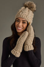 Load image into Gallery viewer, Taupe Cable Knit Pom Hat
