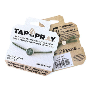 Tap To Pray® Survivor Series Bracelet: Sea Foam + Cross - Olita Gifts & Goods