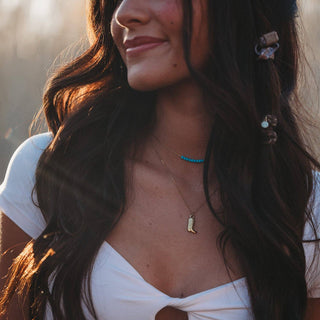 "Stride" Gold Boot with Turquoise Necklace Set - Olita Gifts & Goods